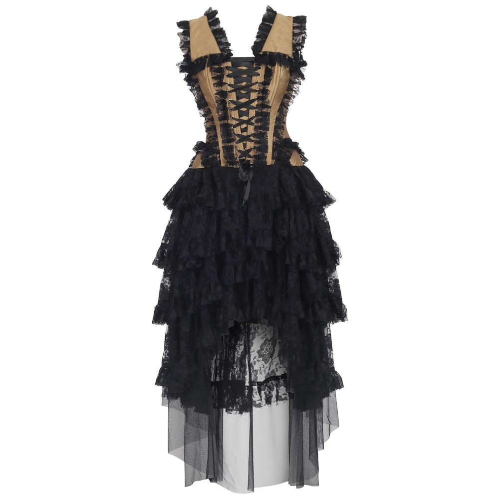 Attitude Corsets - Talina Rococo Taffeta Anastasia Langes Korsett Kleid - Goldfarben